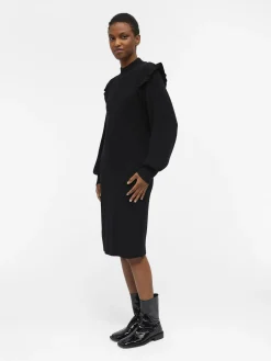 OBJECT Klänningar*OBJMALENA STICKAD KLÄNNING Black