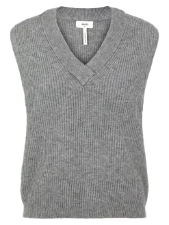 OBJECT Stickat*OBJMALENA STICKAD VÄST Medium Grey Melange
