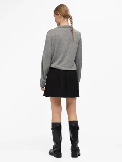 OBJECT Basic|Stickat*OBJTHESS PIKÉTRÖJA Medium Grey Melange