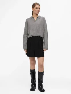 OBJECT Basic|Stickat*OBJTHESS PIKÉTRÖJA Medium Grey Melange
