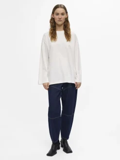 OBJECT Basic|Toppar*OVERSIZE LÅNGÄRMAD T-SHIRT Cloud Dancer