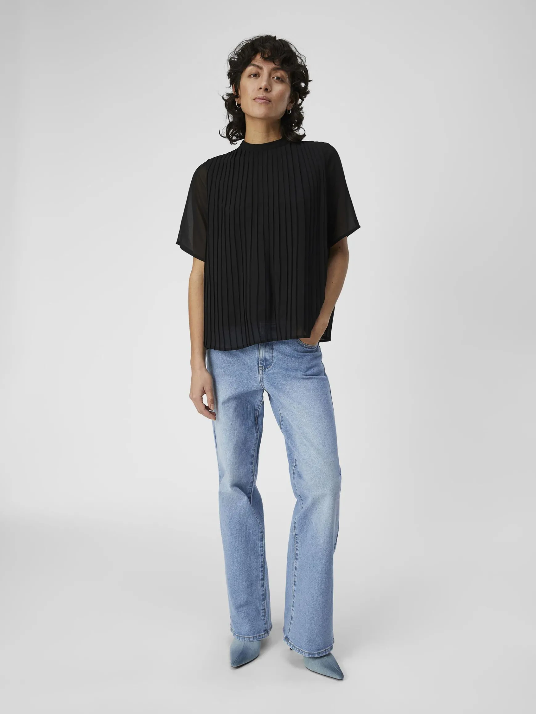 OBJECT Toppar*PLISSÉVECKAD TOPP Black