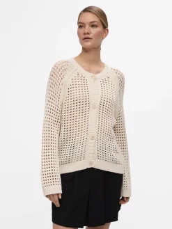 OBJECT Cardigans*ÖPPEN VÄV KOFTA Sandshell