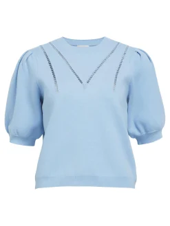 OBJECT Stickat*PUFFÄRMAD STICKAD TOPP Airy Blue