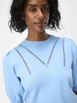 OBJECT Stickat*PUFFÄRMAD STICKAD TOPP Airy Blue