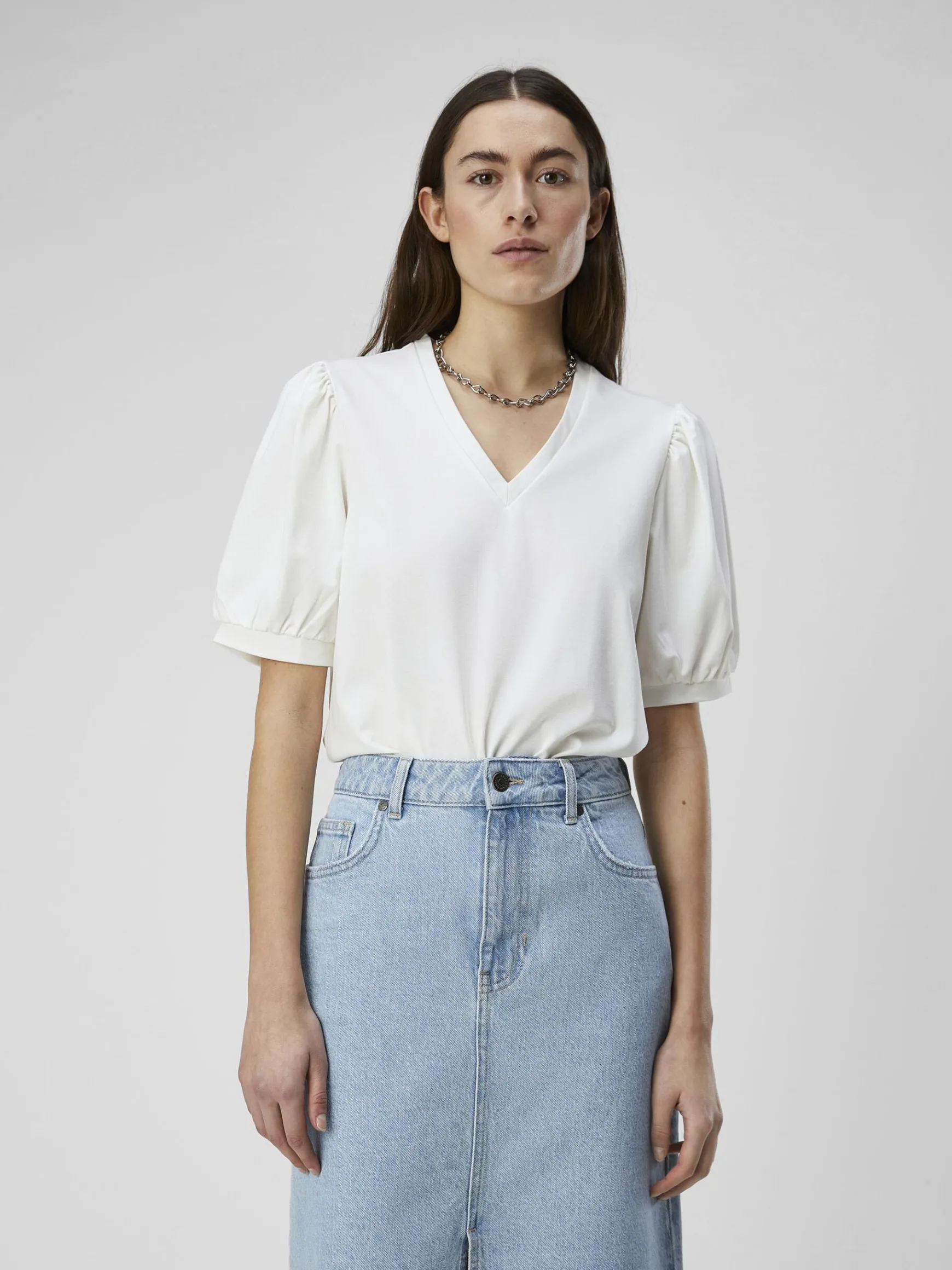 OBJECT Basic|Toppar*PUFFÄRMAD T-SHIRT Cloud Dancer