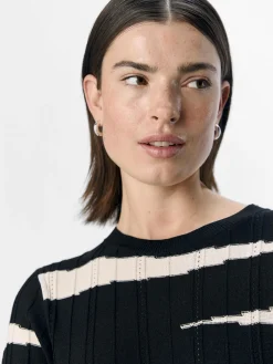 OBJECT Klänningar*RANDIG STICKAD KLÄNNING Black