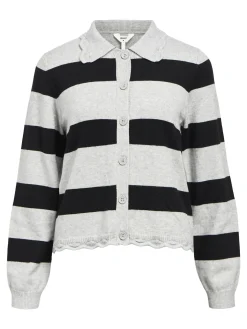 OBJECT Cardigans*RANDIG STICKAD KOFTA Light Grey Melange