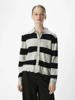 OBJECT Cardigans*RANDIG STICKAD KOFTA Light Grey Melange