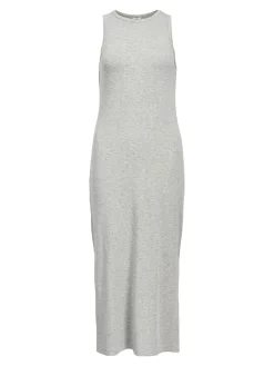 OBJECT Basic|Klänningar*RIBBAD MAXIKLÄNNING Light Grey Melange