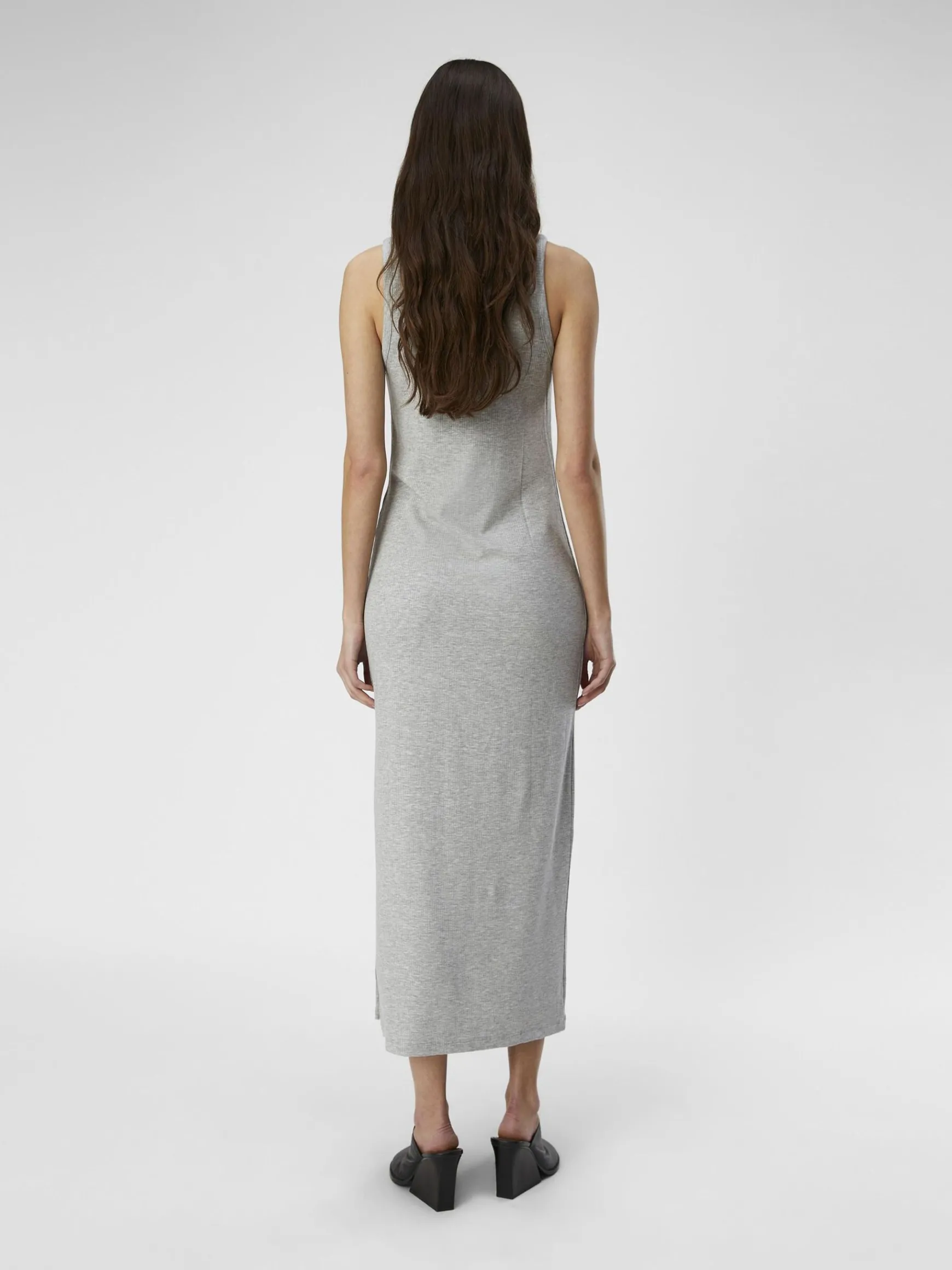 OBJECT Basic|Klänningar*RIBBAD MAXIKLÄNNING Light Grey Melange