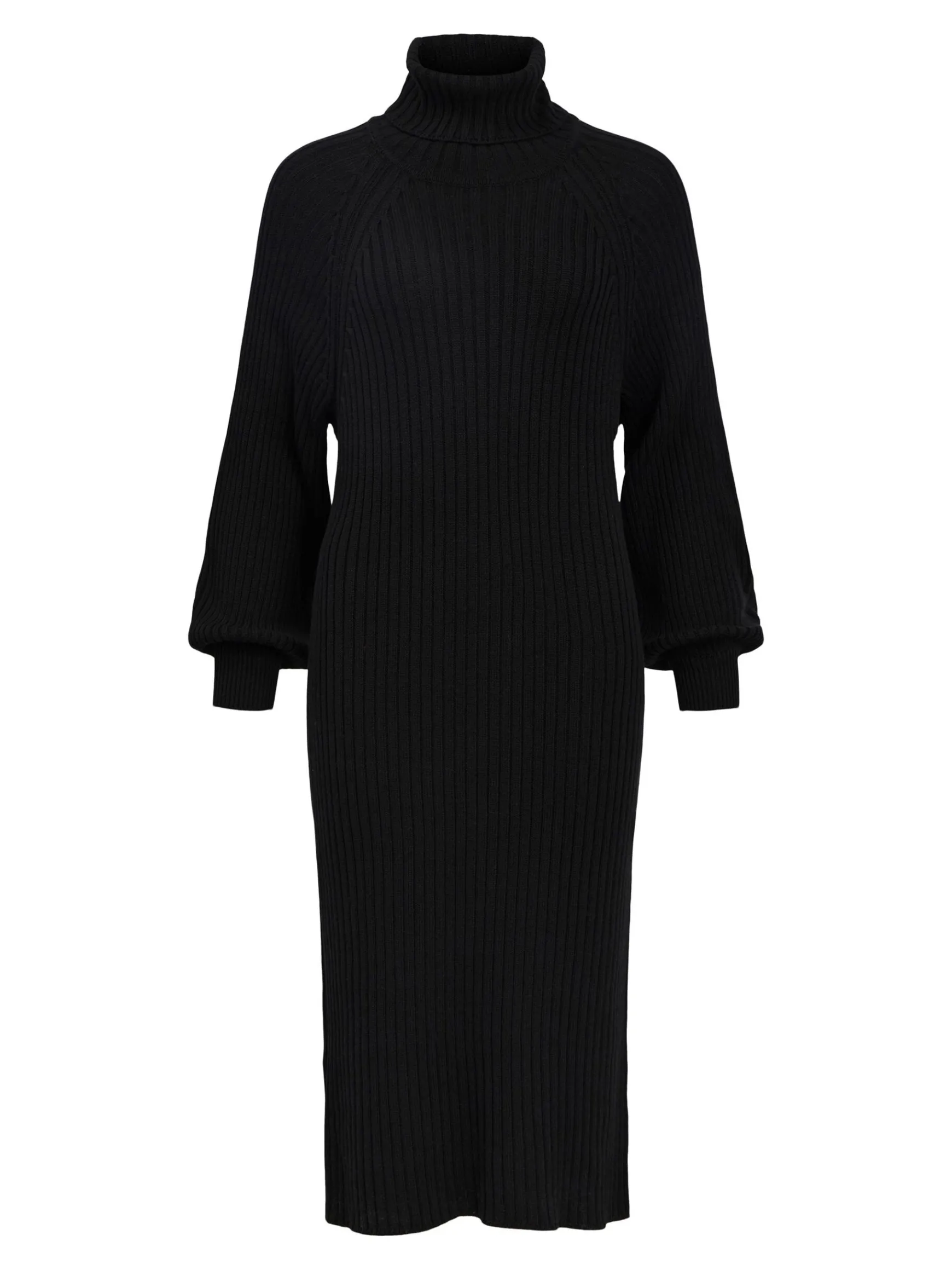 OBJECT Klänningar*RIBBAD STICKAD KLÄNNING Black