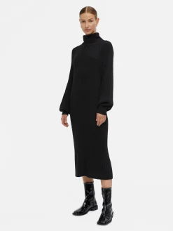 OBJECT Klänningar*RIBBAD STICKAD KLÄNNING Black