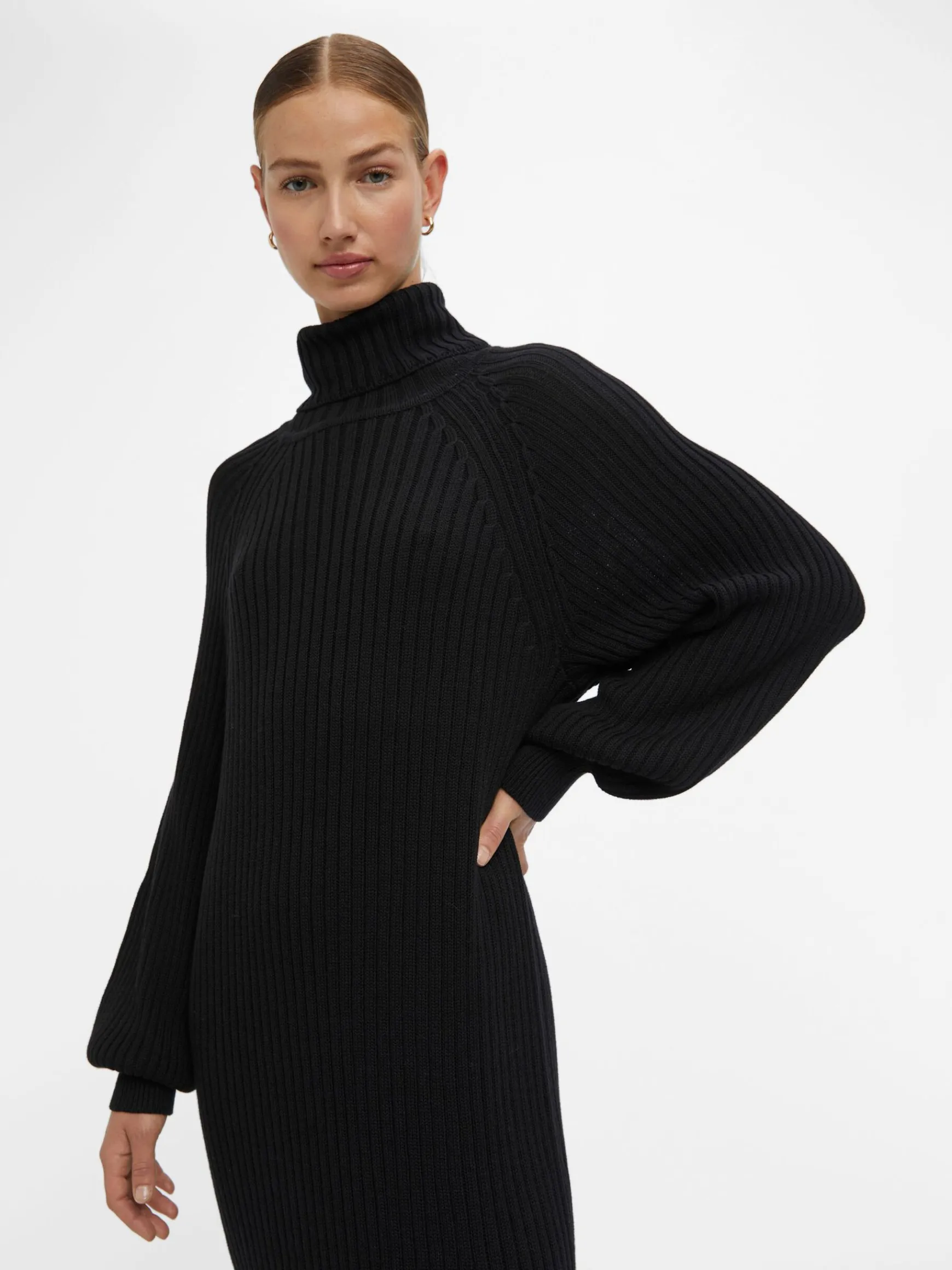 OBJECT Klänningar*RIBBAD STICKAD KLÄNNING Black