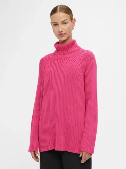 OBJECT Stickat*RIBBAD STICKAD TRÖJA Magenta