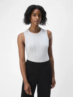 OBJECT Basic|Toppar*ÄRMLÖS LINNE Light Grey Melange