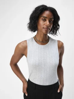 OBJECT Basic|Toppar*ÄRMLÖS LINNE Light Grey Melange