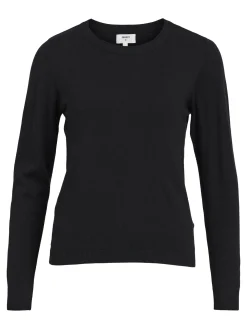 OBJECT Basic|Stickat*RUNDRINGAD STICKAD TRÖJA Black