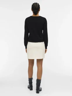 OBJECT Basic|Stickat*RUNDRINGAD STICKAD TRÖJA Black
