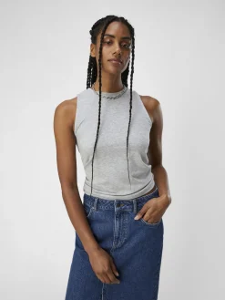 OBJECT Toppar*RUNDRINGAD TOPP Light Grey Melange