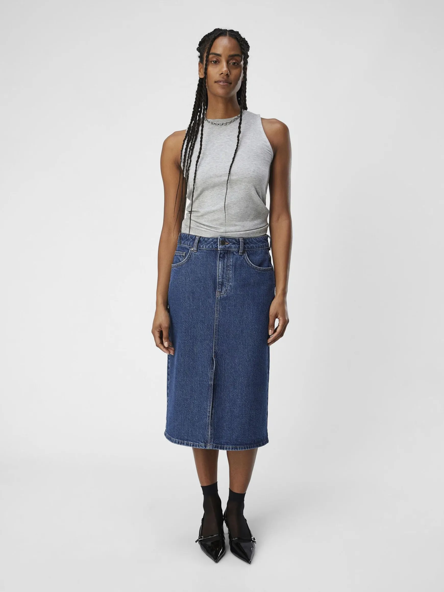 OBJECT Toppar*RUNDRINGAD TOPP Light Grey Melange