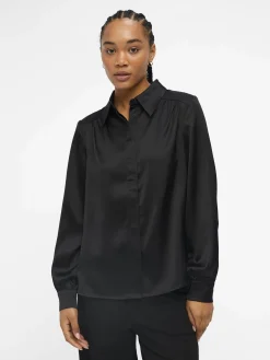 OBJECT Toppar*SATIN SKJORTA Black
