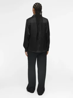 OBJECT Toppar*SATIN SKJORTA Black