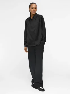 OBJECT Toppar*SATIN SKJORTA Black