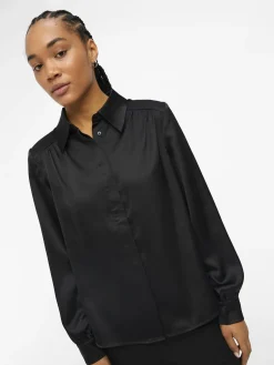 OBJECT Toppar*SATIN SKJORTA Black