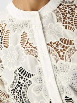 OBJECT Skjortor|Toppar*SPETSPRYDD CROPPAD SKJORTA White Sand