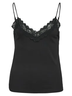 OBJECT Basic|Toppar*SPETSPRYDD ÄRMLÖS TOPP Black