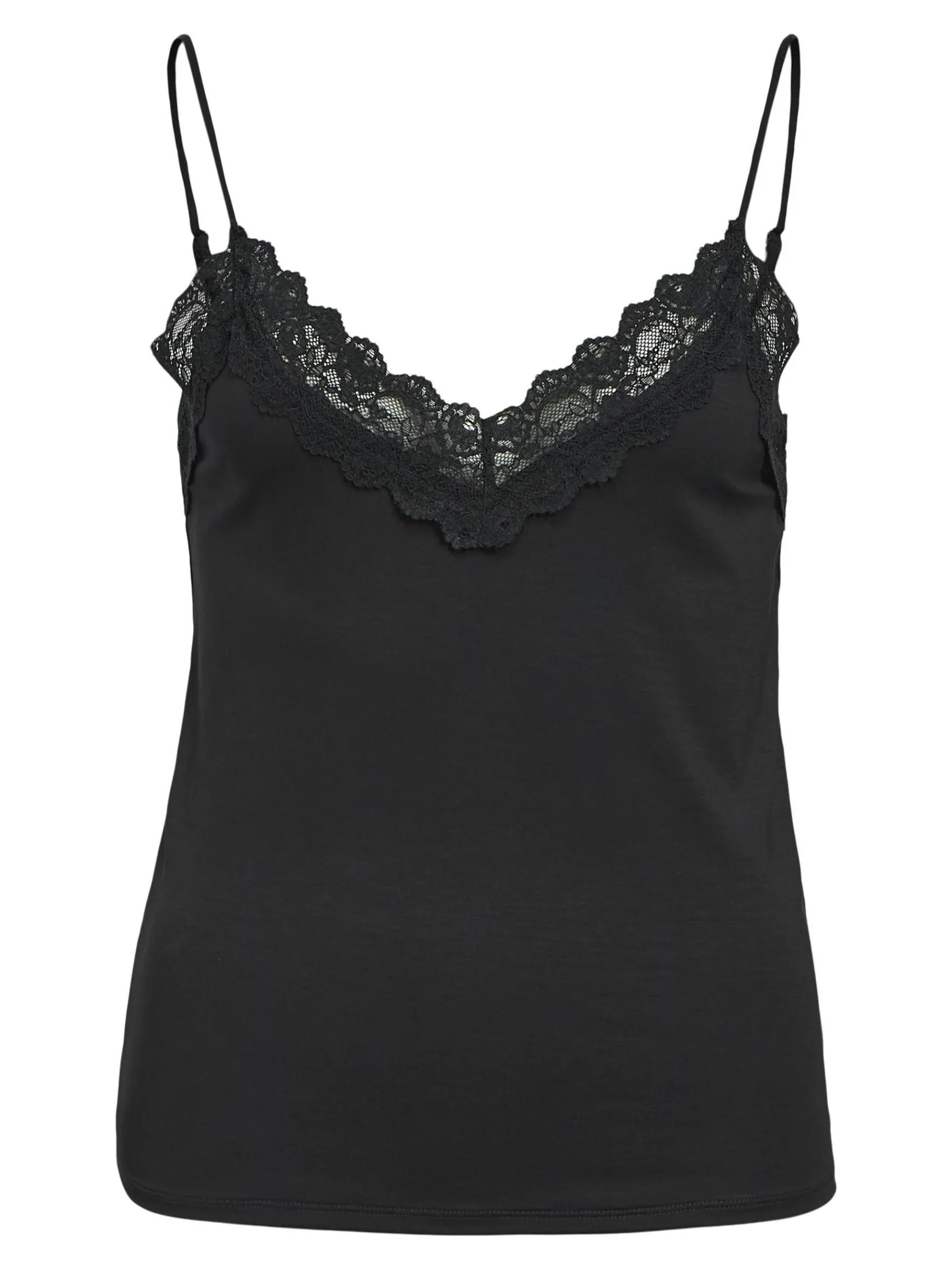 OBJECT Basic|Toppar*SPETSPRYDD ÄRMLÖS TOPP Black