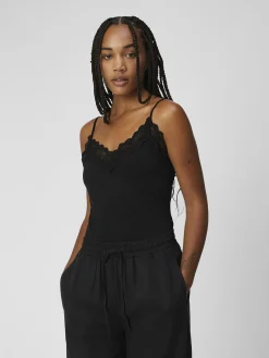 OBJECT Basic|Toppar*SPETSPRYDD ÄRMLÖS TOPP Black