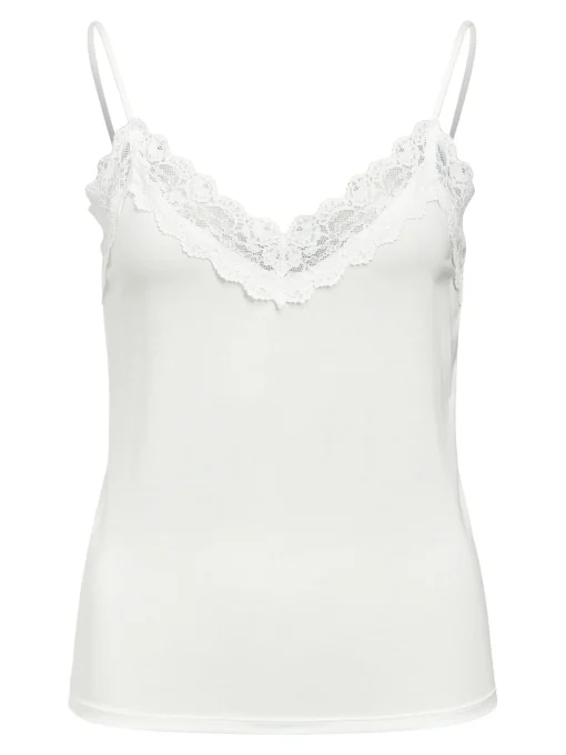 OBJECT Basic|Toppar*SPETSPRYDD ÄRMLÖS TOPP White
