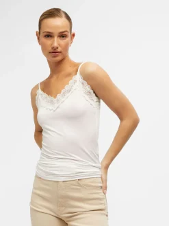 OBJECT Basic|Toppar*SPETSPRYDD ÄRMLÖS TOPP White