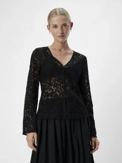 OBJECT Skjortor|Toppar*SPETSPRYDD TOPP Black