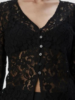OBJECT Skjortor|Toppar*SPETSPRYDD TOPP Black