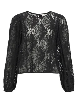 OBJECT Skjortor|Toppar*SPETSPRYDD TOPP Black