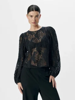 OBJECT Skjortor|Toppar*SPETSPRYDD TOPP Black