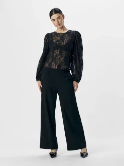 OBJECT Skjortor|Toppar*SPETSPRYDD TOPP Black