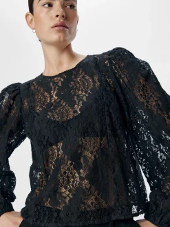 OBJECT Skjortor|Toppar*SPETSPRYDD TOPP Black