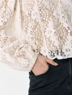 OBJECT Skjortor|Toppar*SPETSPRYDD TOPP White Sand