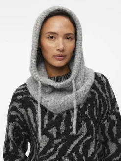 OBJECT Accessoarer*STICKAD BALACLAVA Light Grey Melange
