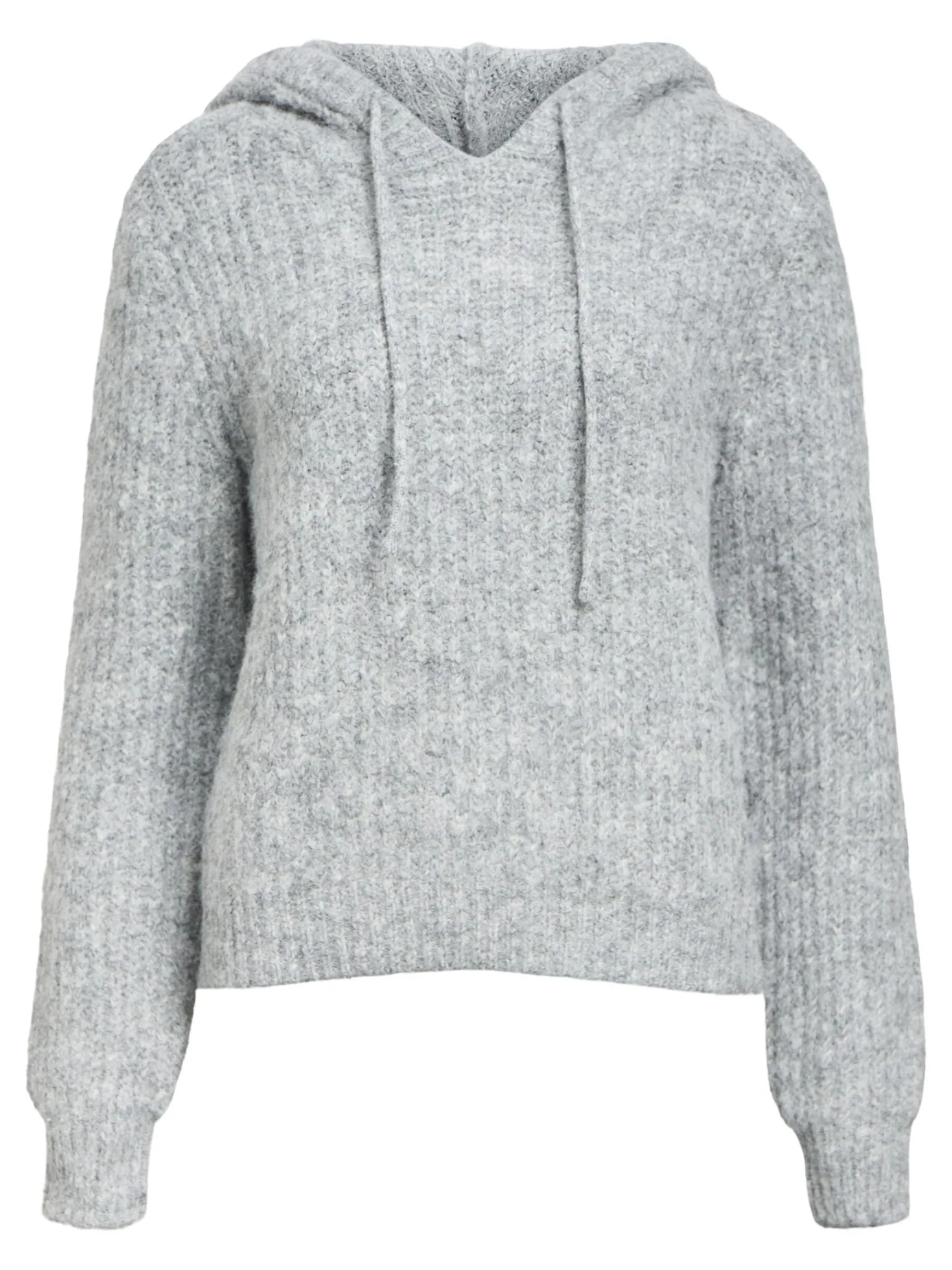 OBJECT Toppar|Stickat*STICKAD HOODIE Light Grey Melange