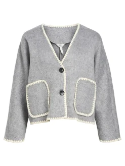OBJECT Ytterkläder*STICKAD JACKA Light Grey Melange