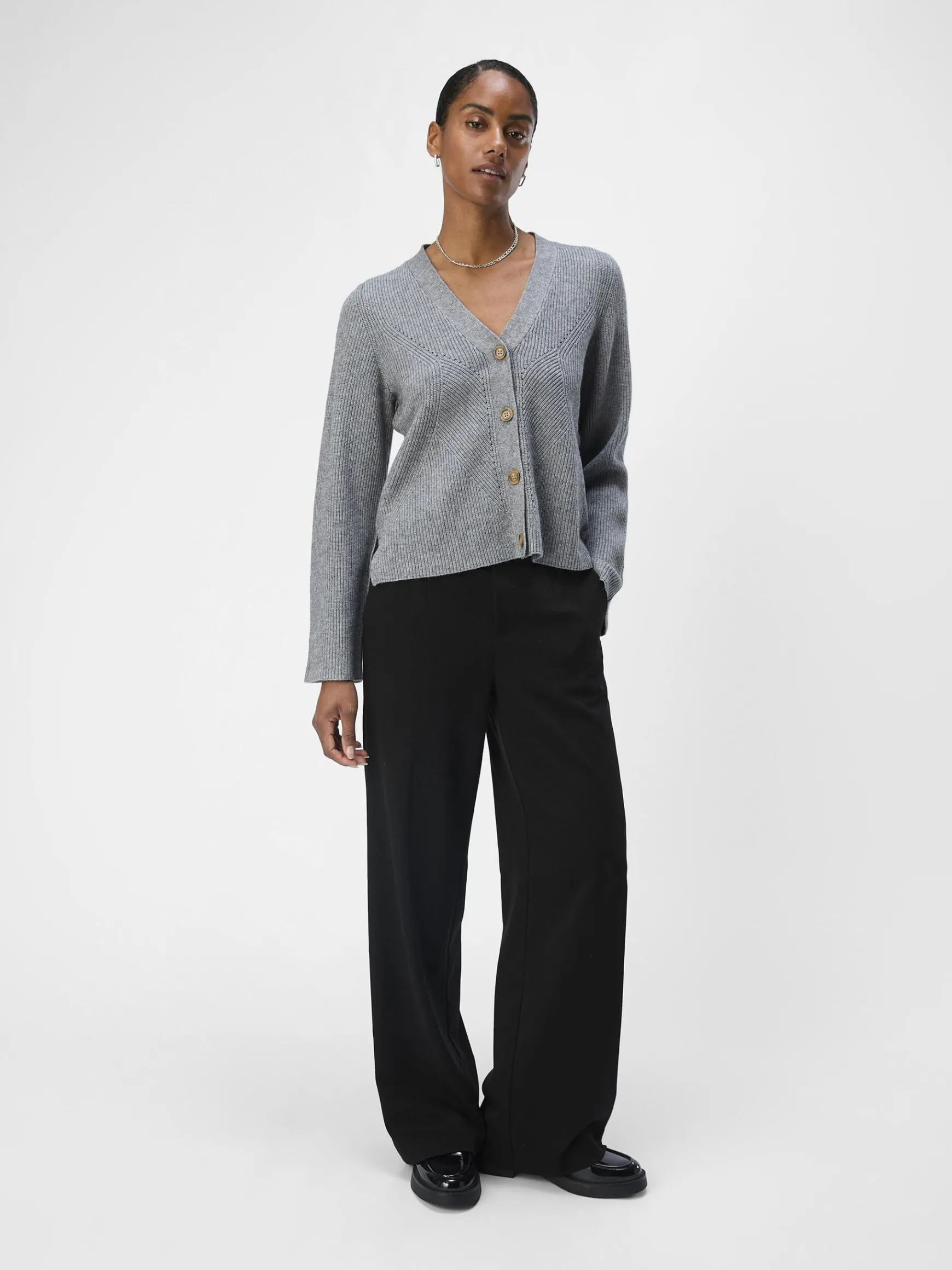 OBJECT Cardigans*STICKAD KOFTA Medium Grey Melange