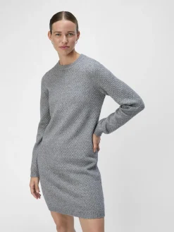 OBJECT Klänningar*STICKAD KORT KLÄNNING Medium Grey Melange