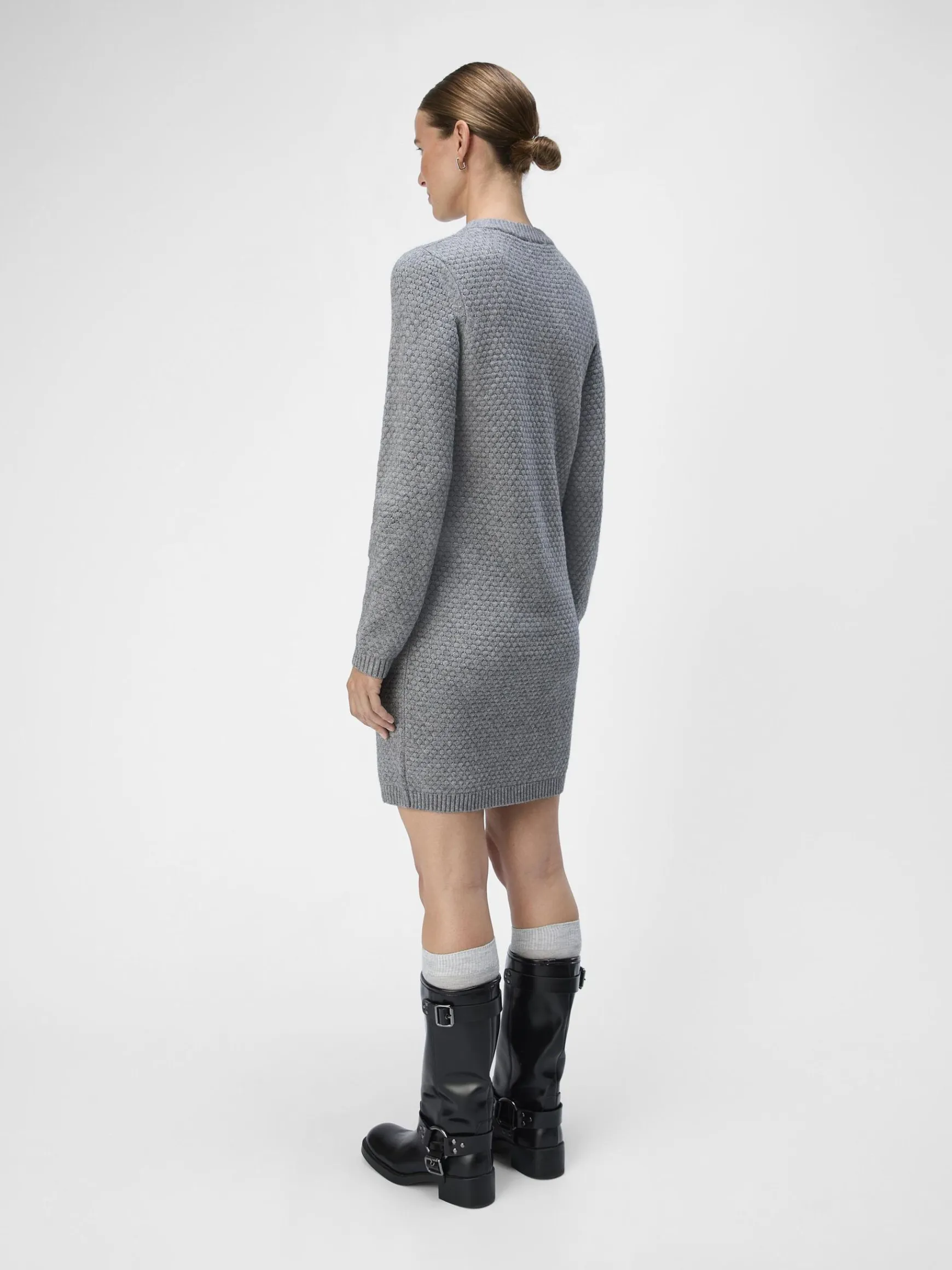 OBJECT Klänningar*STICKAD KORT KLÄNNING Medium Grey Melange