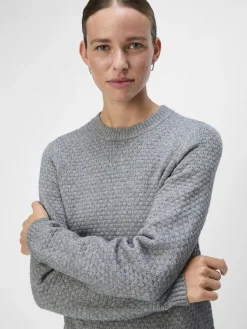 OBJECT Klänningar*STICKAD KORT KLÄNNING Medium Grey Melange