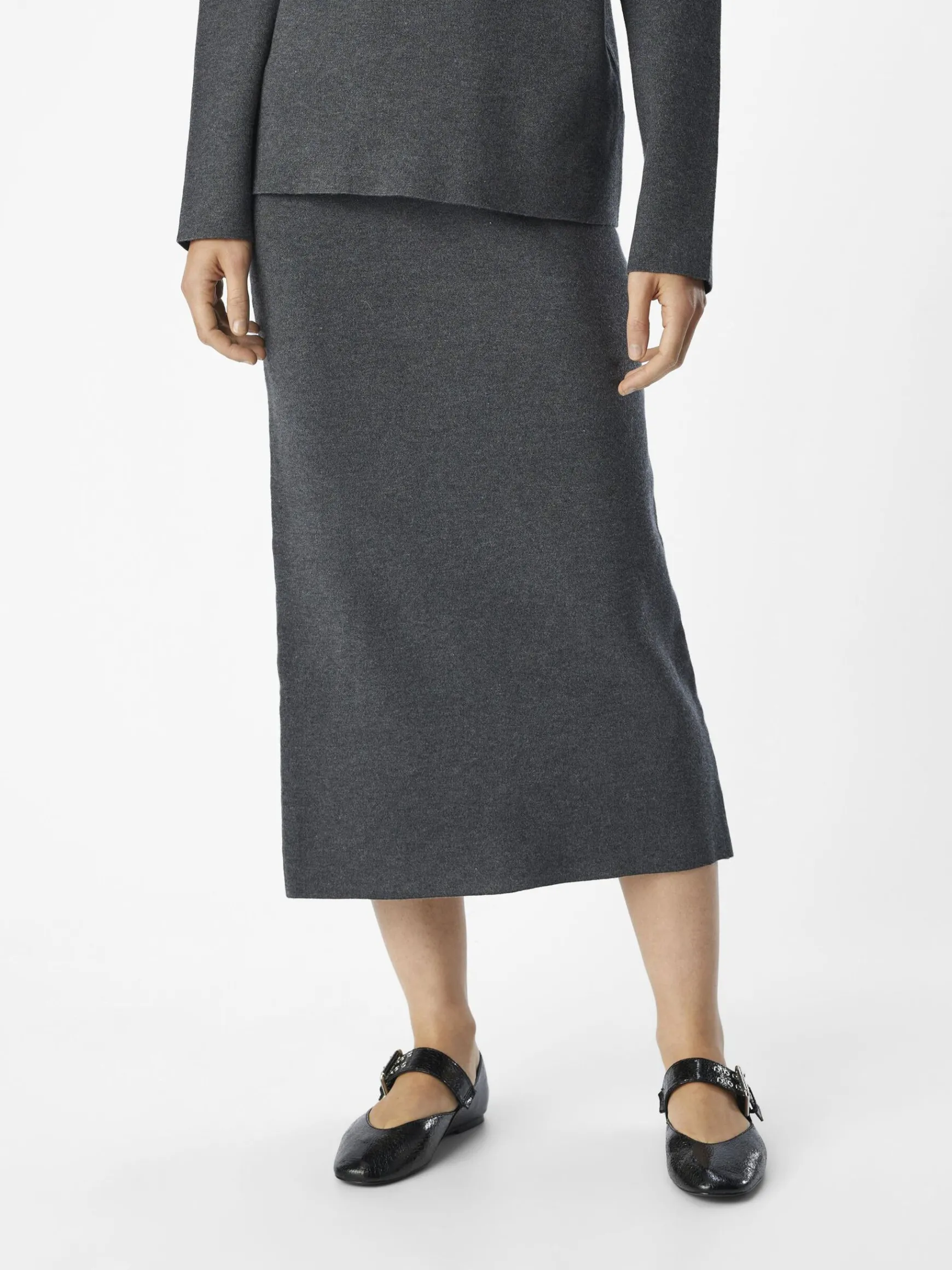 OBJECT Kjolar*STICKAD MAXIKJOL Dark Grey Melange